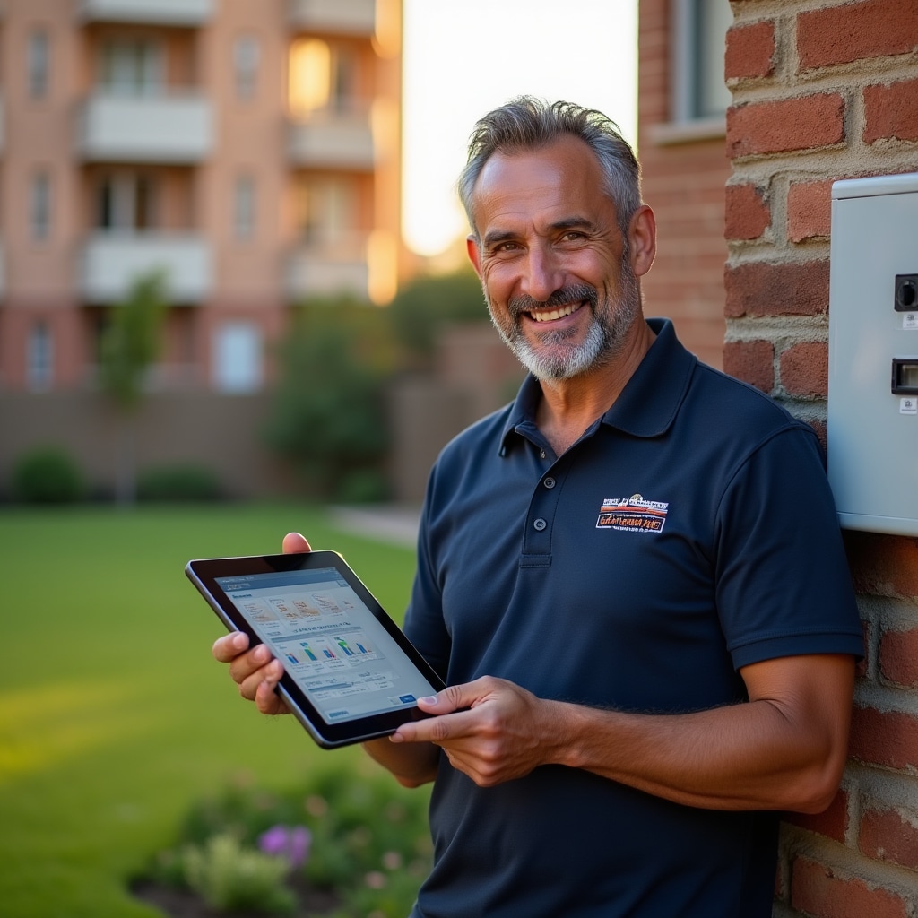 Maintenance coordinator checking irrigation system